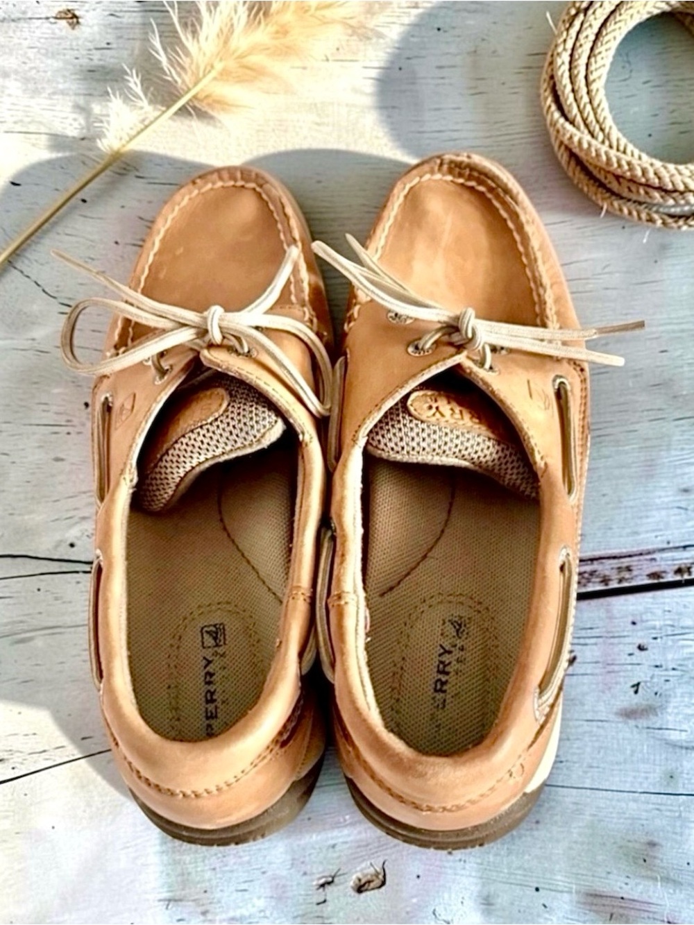 Sperry Top‑Sider Tan Leather Boat Shoes Wide Width Women’s 6.5 - Picture 11 of 15